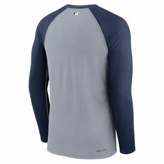 Milwaukee Brewers Nike Authentic Collection Game Raglan Performance Long Sleeve T-Shirt - Gray T-shirts