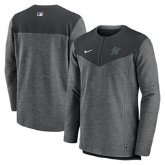 Miami Marlins Nike Authentic Collection Game Time Performance Half-Zip Top - Black Tops