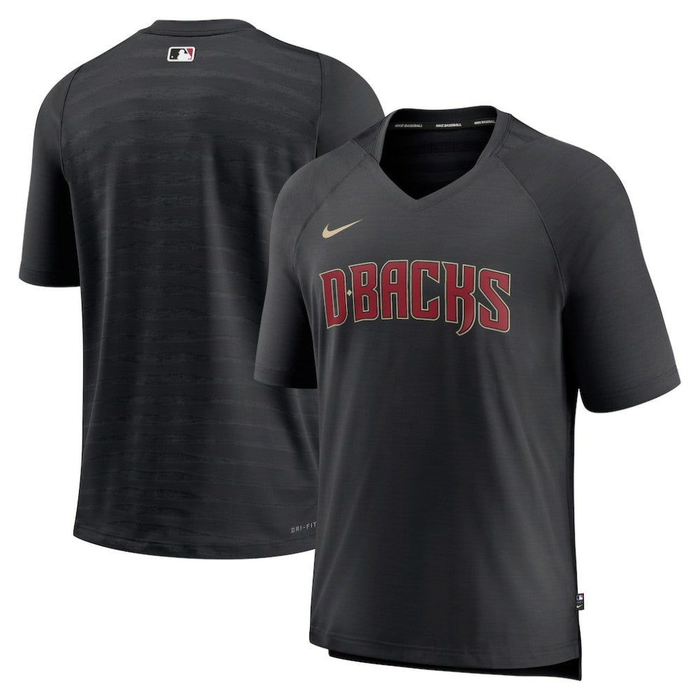 Arizona Diamondbacks Nike Authentic Collection Pregame Raglan Performance V-Neck T-Shirt - Black T-shirts