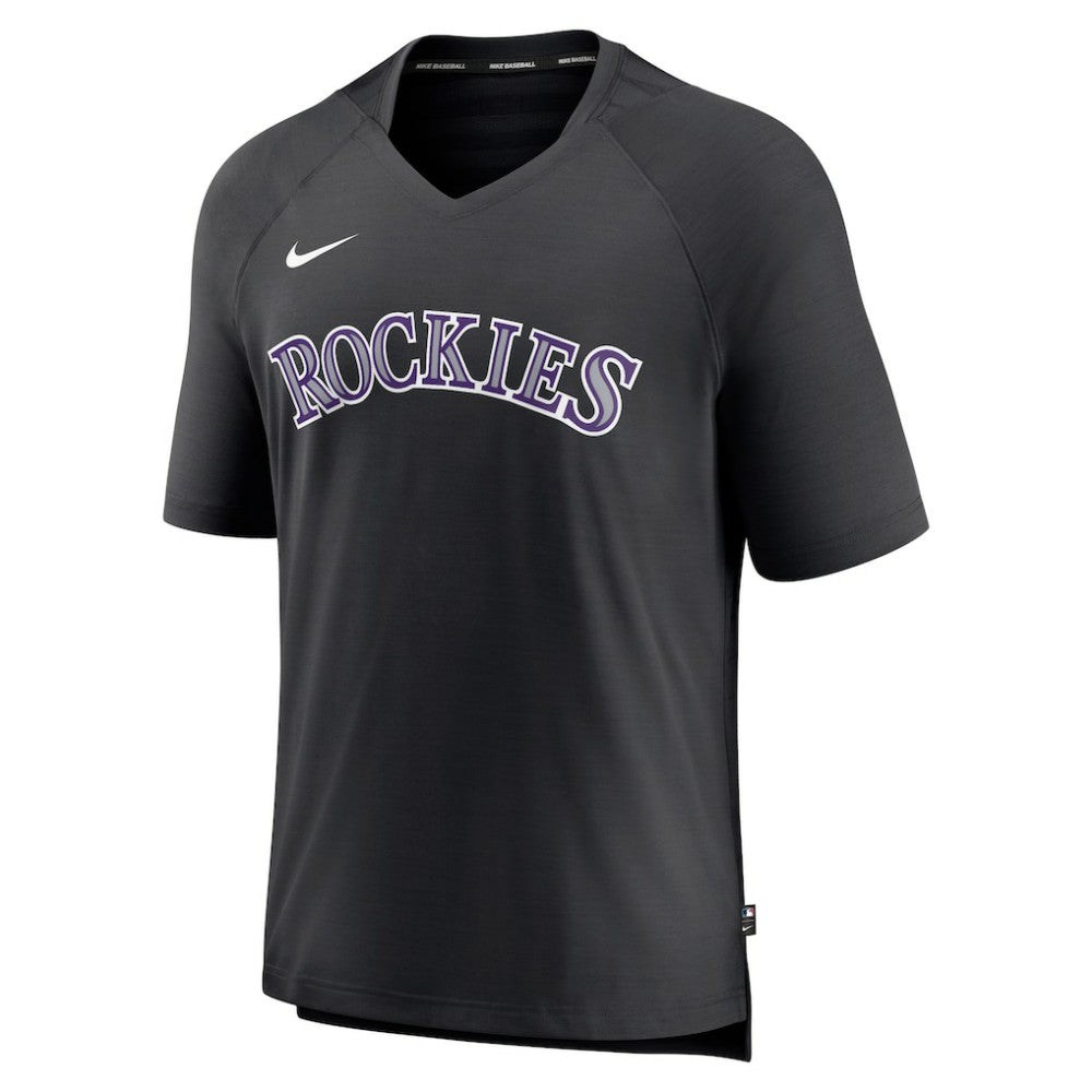 Colorado Rockies Nike Authentic Collection Pregame Raglan Performance V-Neck T-Shirt - Black T-shirts