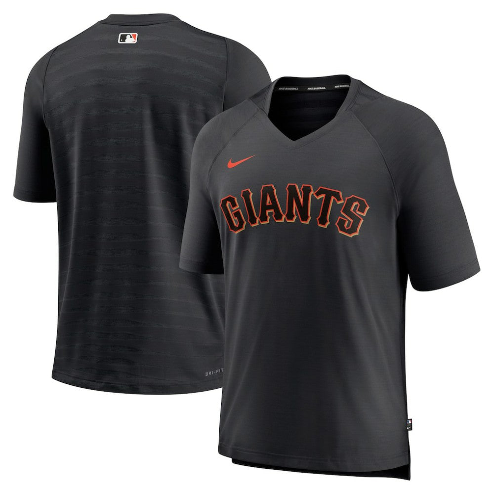 San Francisco Giants Nike Authentic Collection Pregame Raglan Performance V-Neck T-Shirt - Black T-shirts