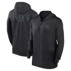 Tampa Bay Rays Nike Authentic Collection Travel Performance Lightweight Full-Zip Hoodie - Black Hoodies