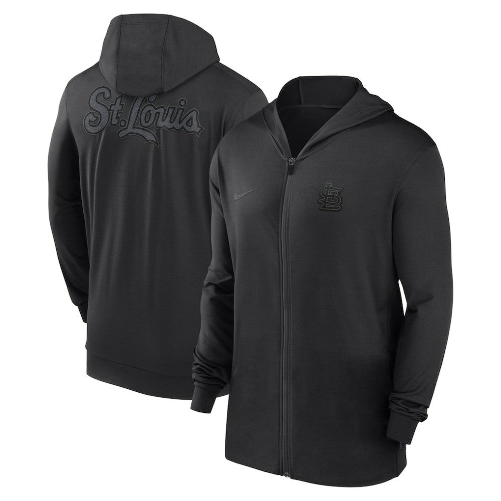 St. Louis Cardinals Nike Authentic Collection Travel Performance Lightweight Full-Zip Hoodie - Black Hoodies