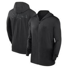 St. Louis Cardinals Nike Authentic Collection Travel Performance Lightweight Full-Zip Hoodie - Black Hoodies