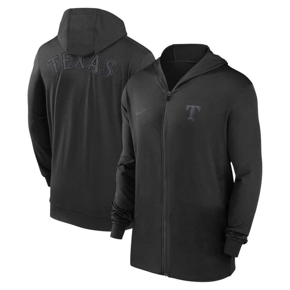 Texas Rangers Nike Authentic Collection Travel Performance Lightweight Full-Zip Hoodie - Black Hoodies