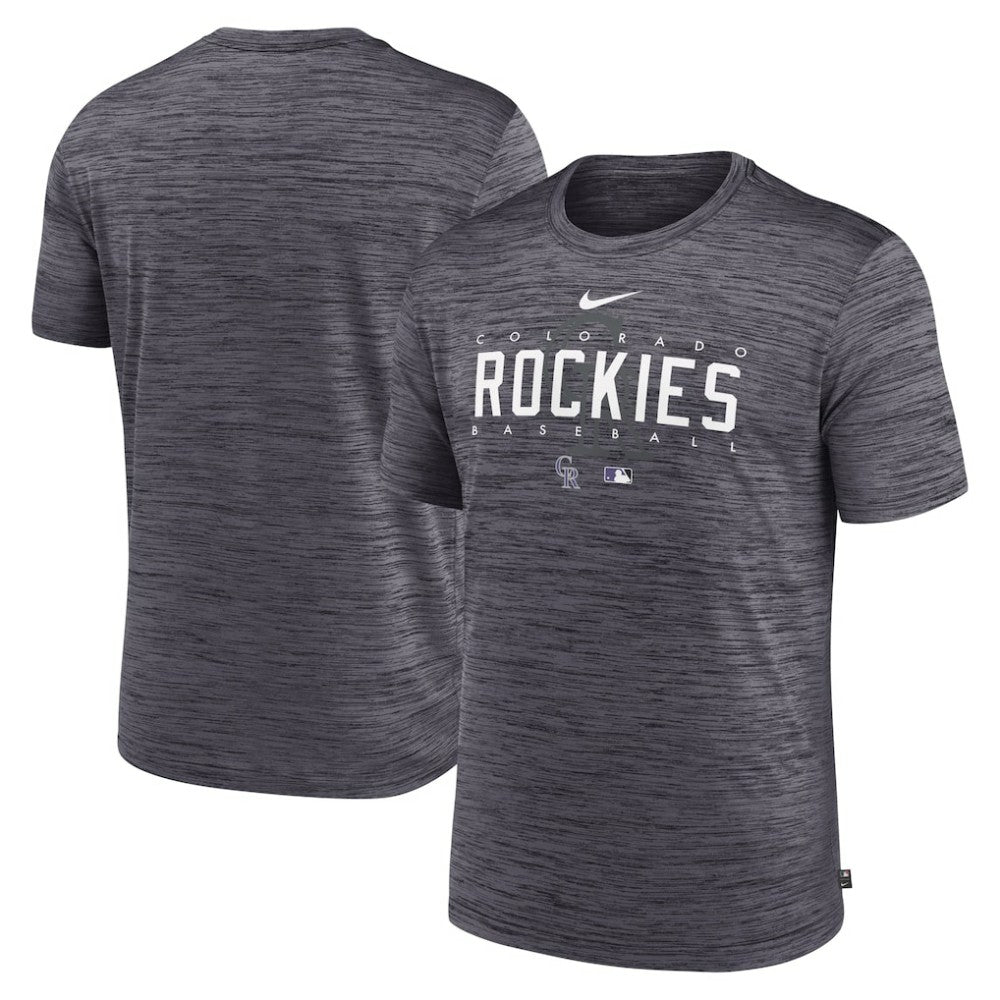 Colorado Rockies Nike Authentic Collection Velocity Performance Practice T-Shirt - Heather Charcoal T-shirts