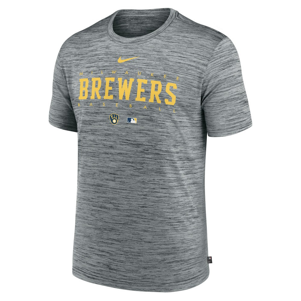 Milwaukee Brewers Nike Authentic Collection Velocity Performance Practice T-Shirt - Heather Gray T-shirts