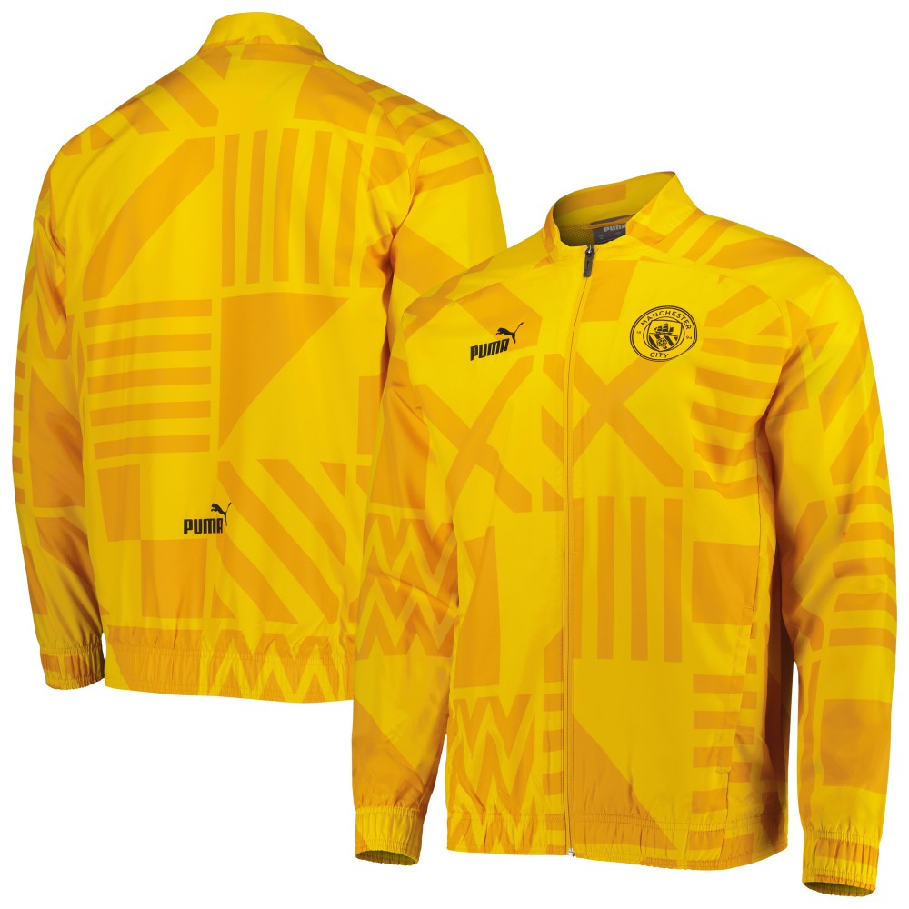 Manchester City Pre-Match Raglan Full-Zip Training Jacket Yellow - Puma outlet