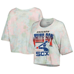 Chicago White Sox Majestic Threads Women's Cooperstown Collection Tie-Dye Boxy Cropped Tri-Blend T-Shirt T-shirts