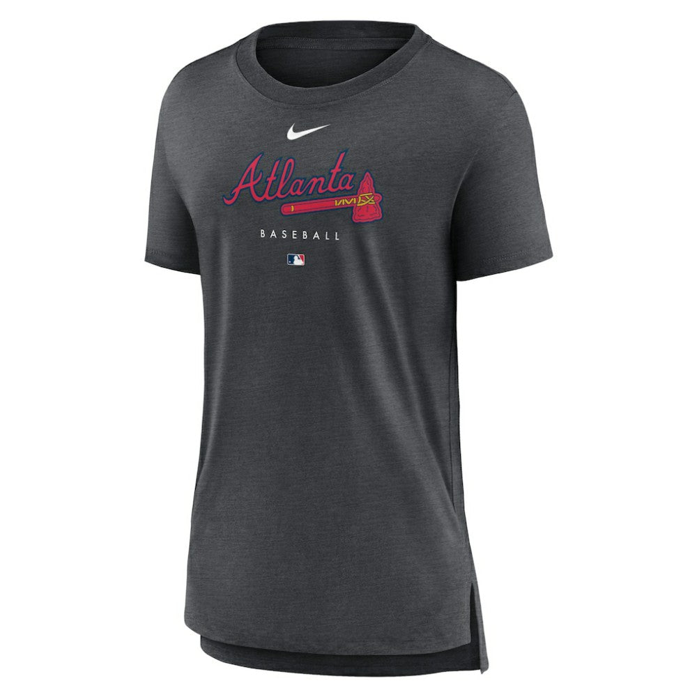 Atlanta Braves Nike Women's Authentic Collection Early Work Tri-Blend T-Shirt - Heather Charcoal T-shirts