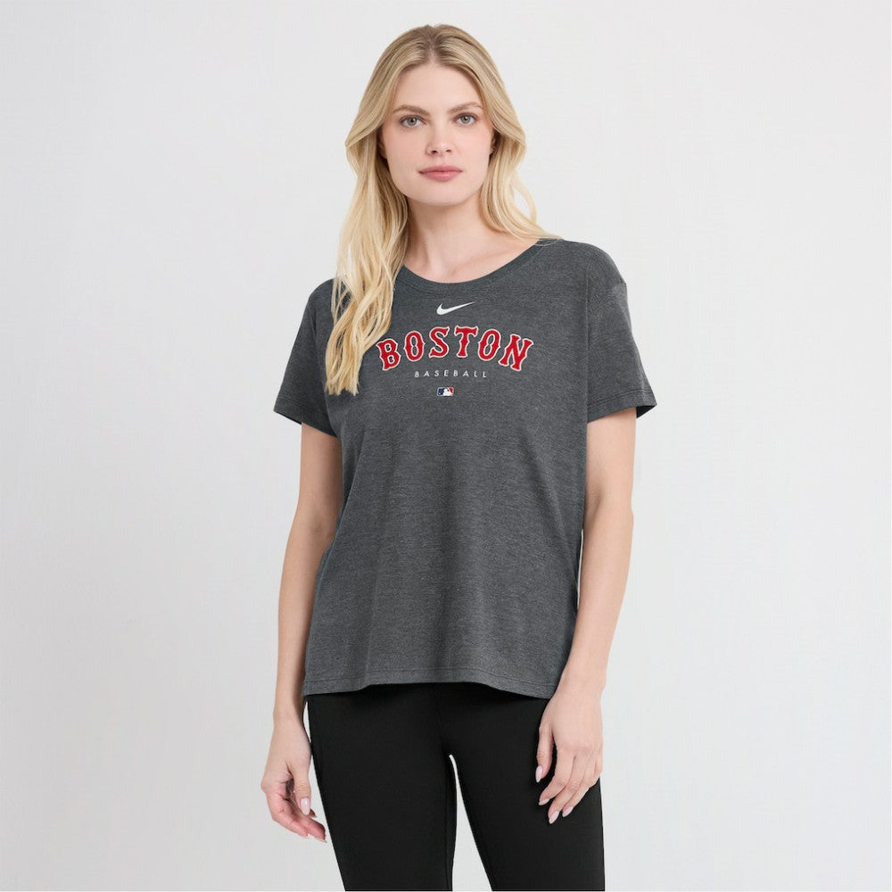 Boston Red Sox Nike Women's Authentic Collection Early Work Tri-Blend T-Shirt - Heather Charcoal T-shirts
