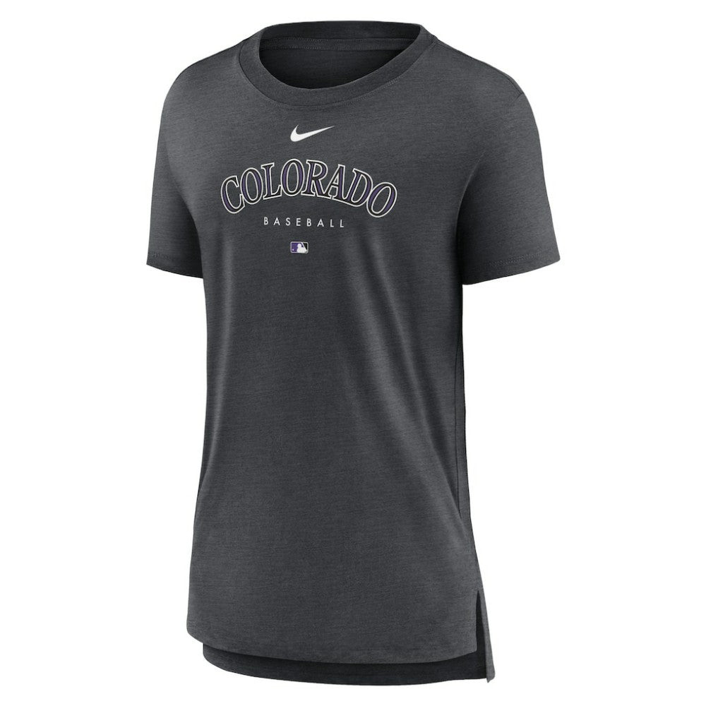 Colorado Rockies Nike Women's Authentic Collection Early Work Tri-Blend T-Shirt - Heather Charcoal T-shirts