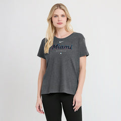 Miami Marlins Nike Women's Authentic Collection Early Work Tri-Blend T-Shirt - Heather Charcoal T-shirts