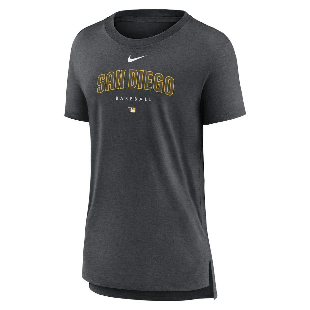 San Diego Padres Nike Women's Authentic Collection Early Work Tri-Blend T-Shirt - Heather Charcoal T-shirts