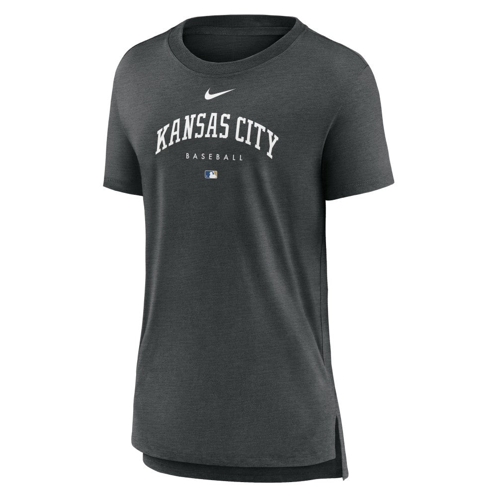 Kansas City Royals Nike Women's Authentic Collection Early Work Tri-Blend T-Shirt - Heather Charcoal T-shirts