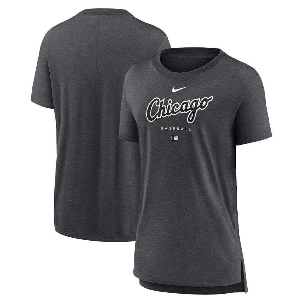Chicago White Sox Nike Women's Authentic Collection Early Work Tri-Blend T-Shirt - Heather Charcoal T-shirts