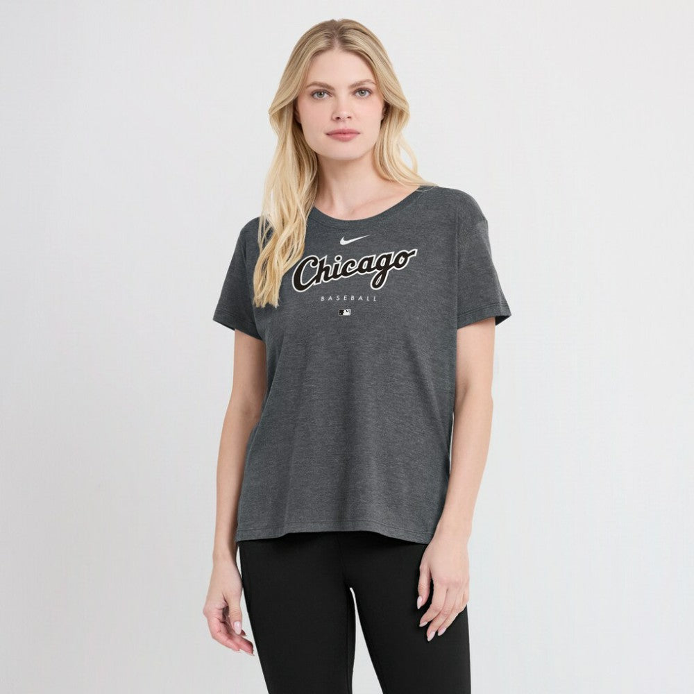 Chicago White Sox Nike Women's Authentic Collection Early Work Tri-Blend T-Shirt - Heather Charcoal T-shirts