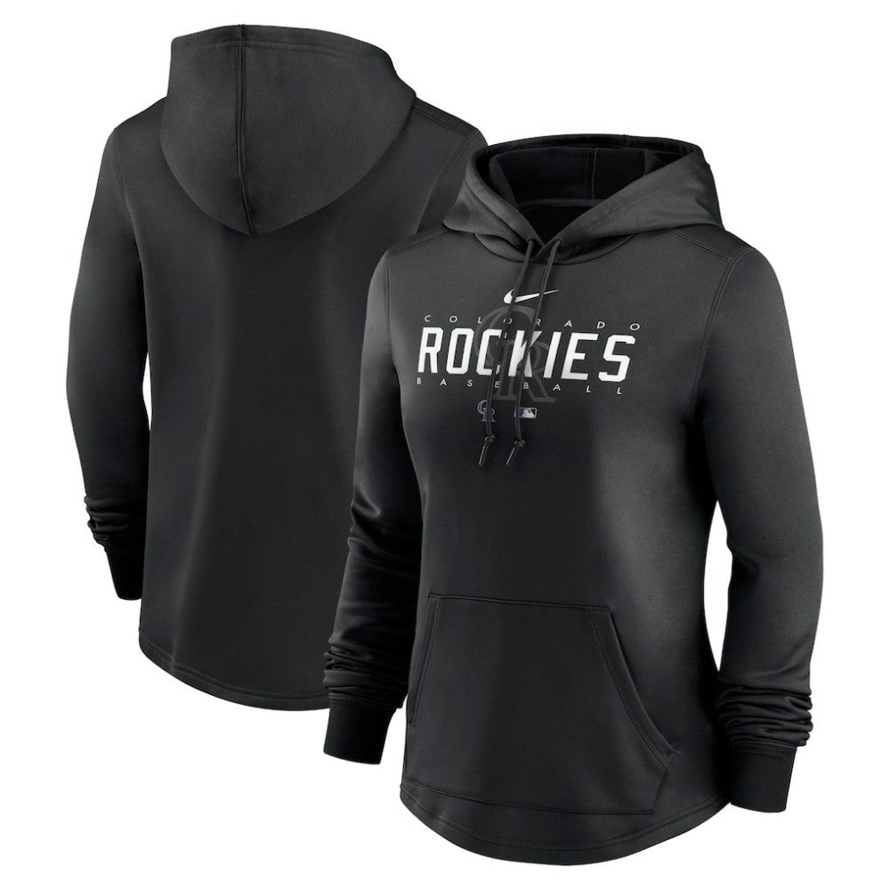 Colorado Rockies Nike Women's Authentic Collection Pregame Performance Pullover Hoodie - Black Hoodies