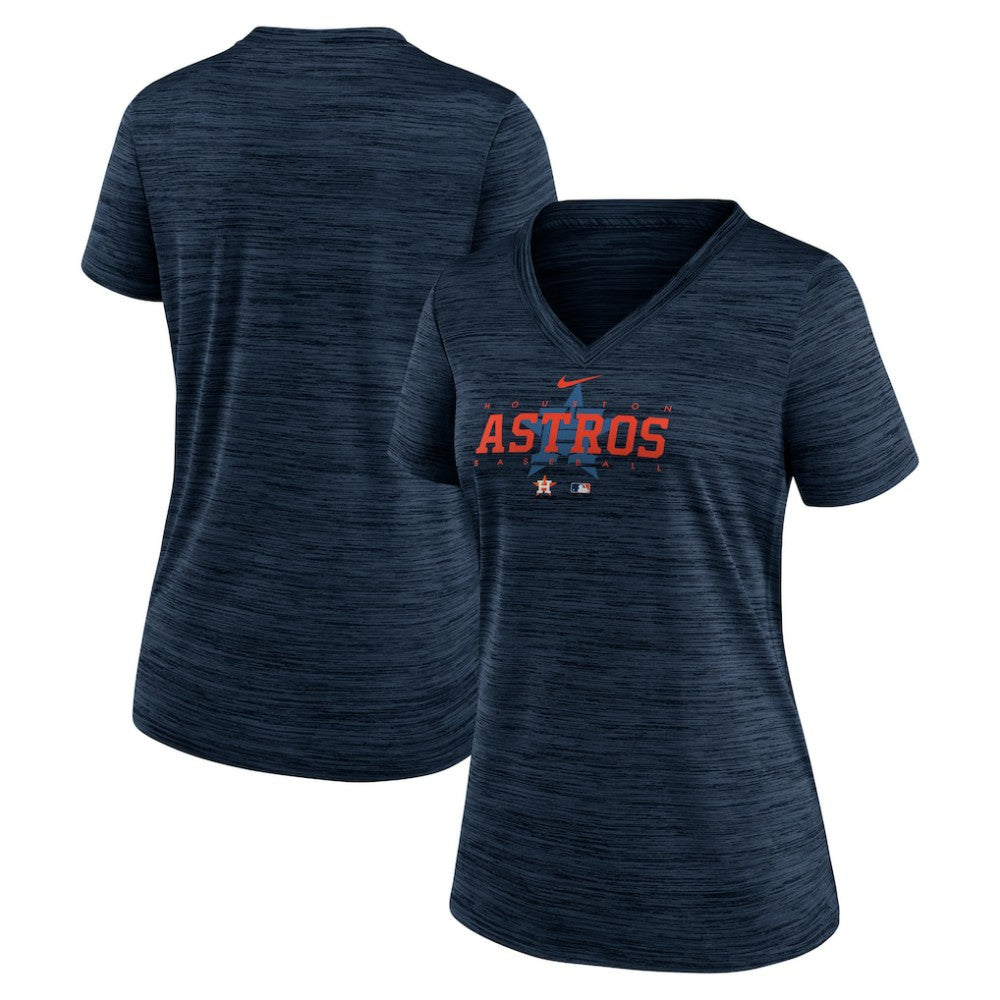 Houston Astros Nike Women's Authentic Collection Velocity Practice Performance V-Neck T-Shirt - Navy T-shirts