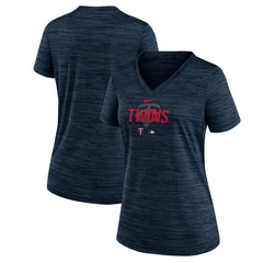 Minnesota Twins Nike Women's Authentic Collection Velocity Practice Performance V-Neck T-Shirt - Navy T-shirts