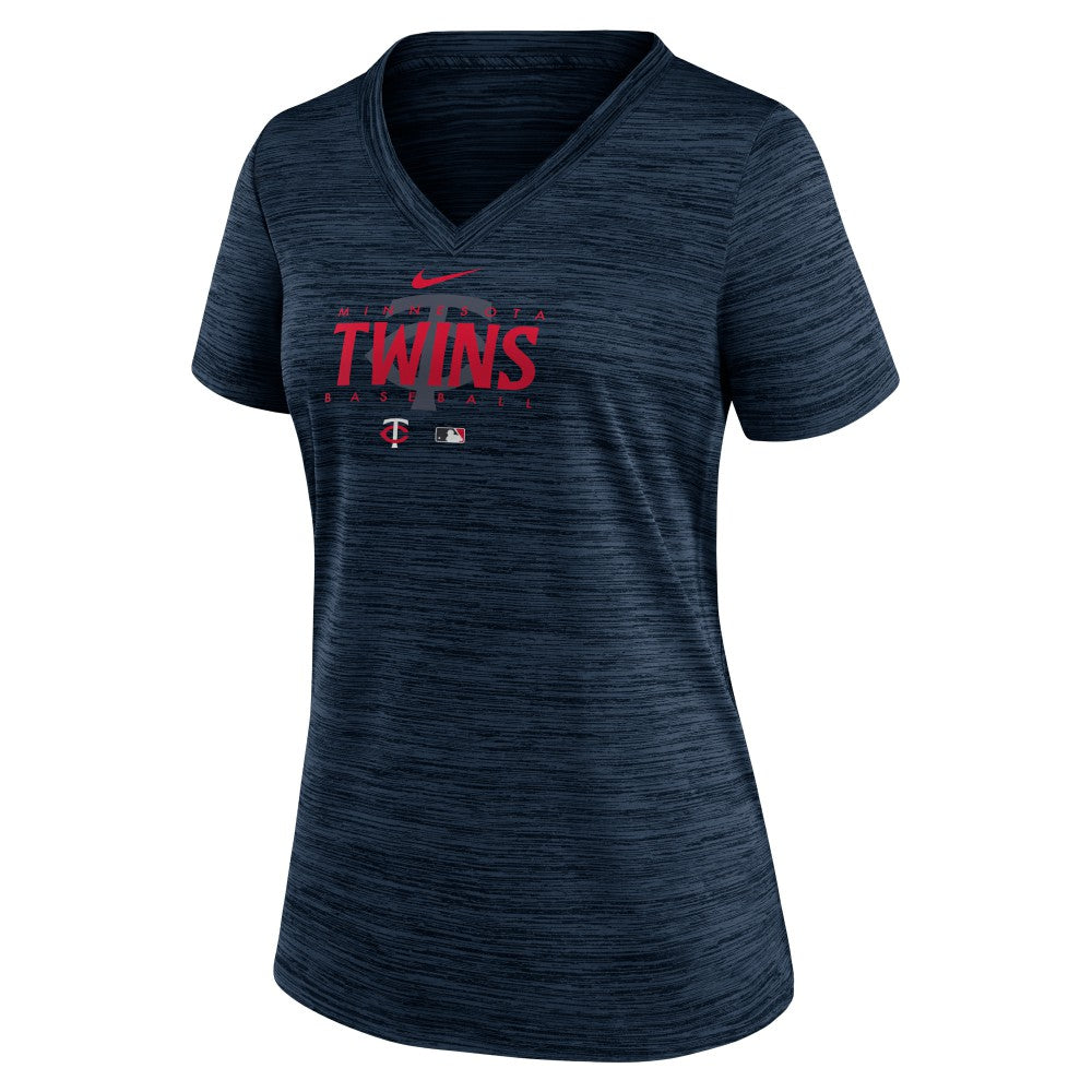 Minnesota Twins Nike Women's Authentic Collection Velocity Practice Performance V-Neck T-Shirt - Navy T-shirts