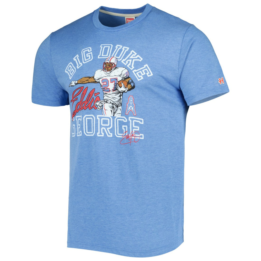 Eddie George Tennessee Titans Homage Caricature Retired Player Tri-Blend T-Shirt - Heathered Light Blue T-shirts
