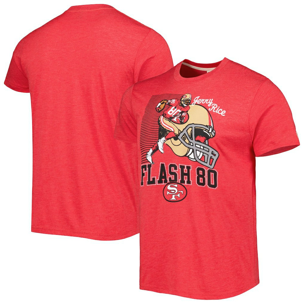 Jerry Rice San Francisco 49ers Homage Unisex Caricature Retired Player Tri-Blend T-Shirt - Scarlet T-shirts