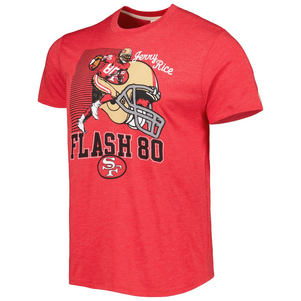 Jerry Rice San Francisco 49ers Homage Unisex Caricature Retired Player Tri-Blend T-Shirt - Scarlet T-shirts
