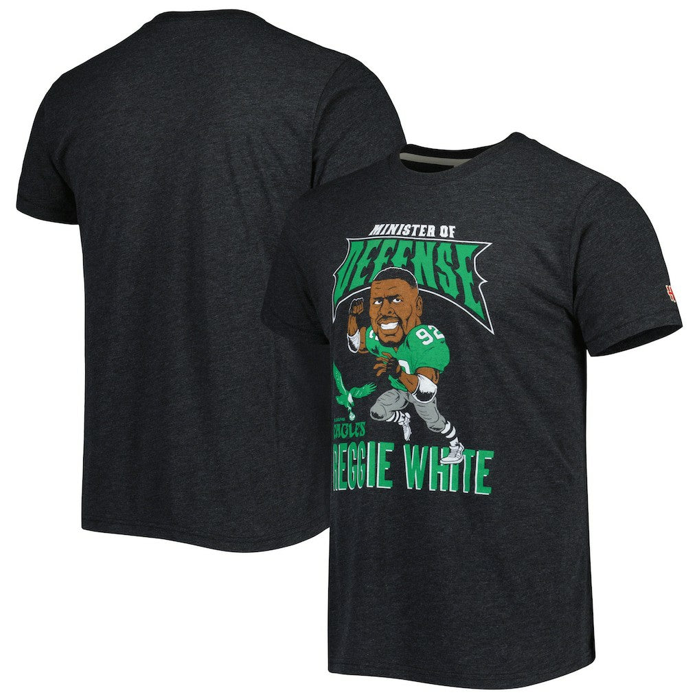 Reggie White Philadelphia Eagles Homage Unisex Unisex Caricature Retired Player Tri-Blend T-Shirt - Heather Black T-shirts