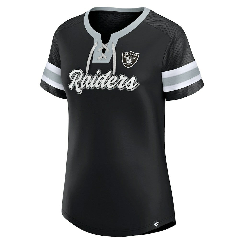 Las Vegas Raiders Women's Plus Size Original State Lace-Up T-Shirt - Black T-shirts