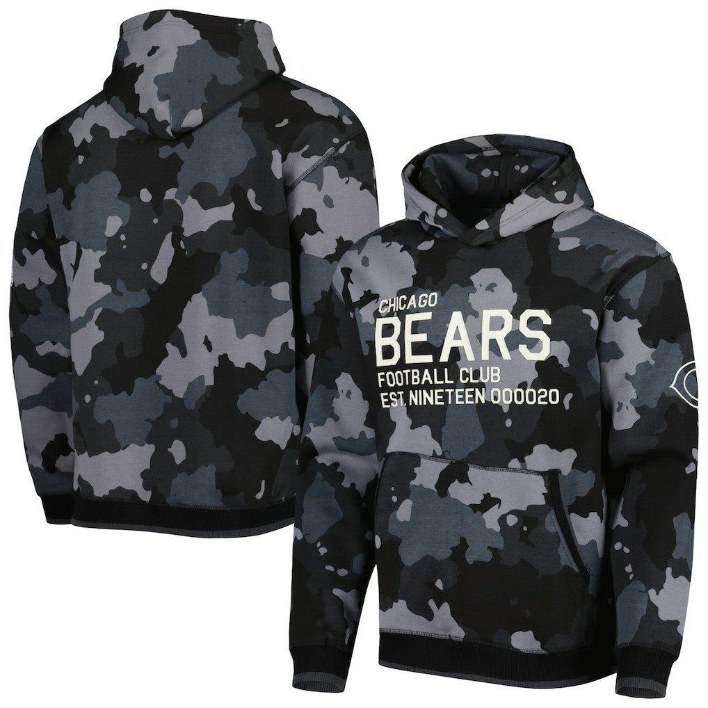 Chicago Bears The Wild Collective Camo Pullover Hoodie - Black Hoodies