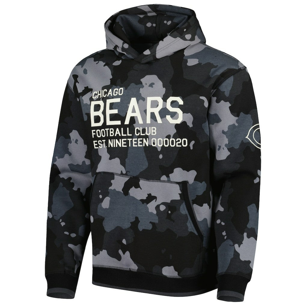 Chicago Bears The Wild Collective Camo Pullover Hoodie - Black Hoodies