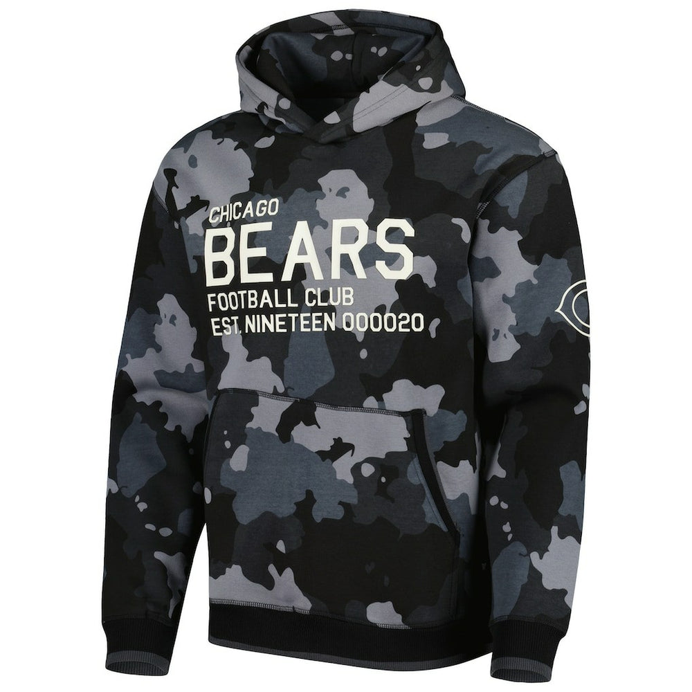 Chicago Bears The Wild Collective Camo Pullover Hoodie - Black Hoodies