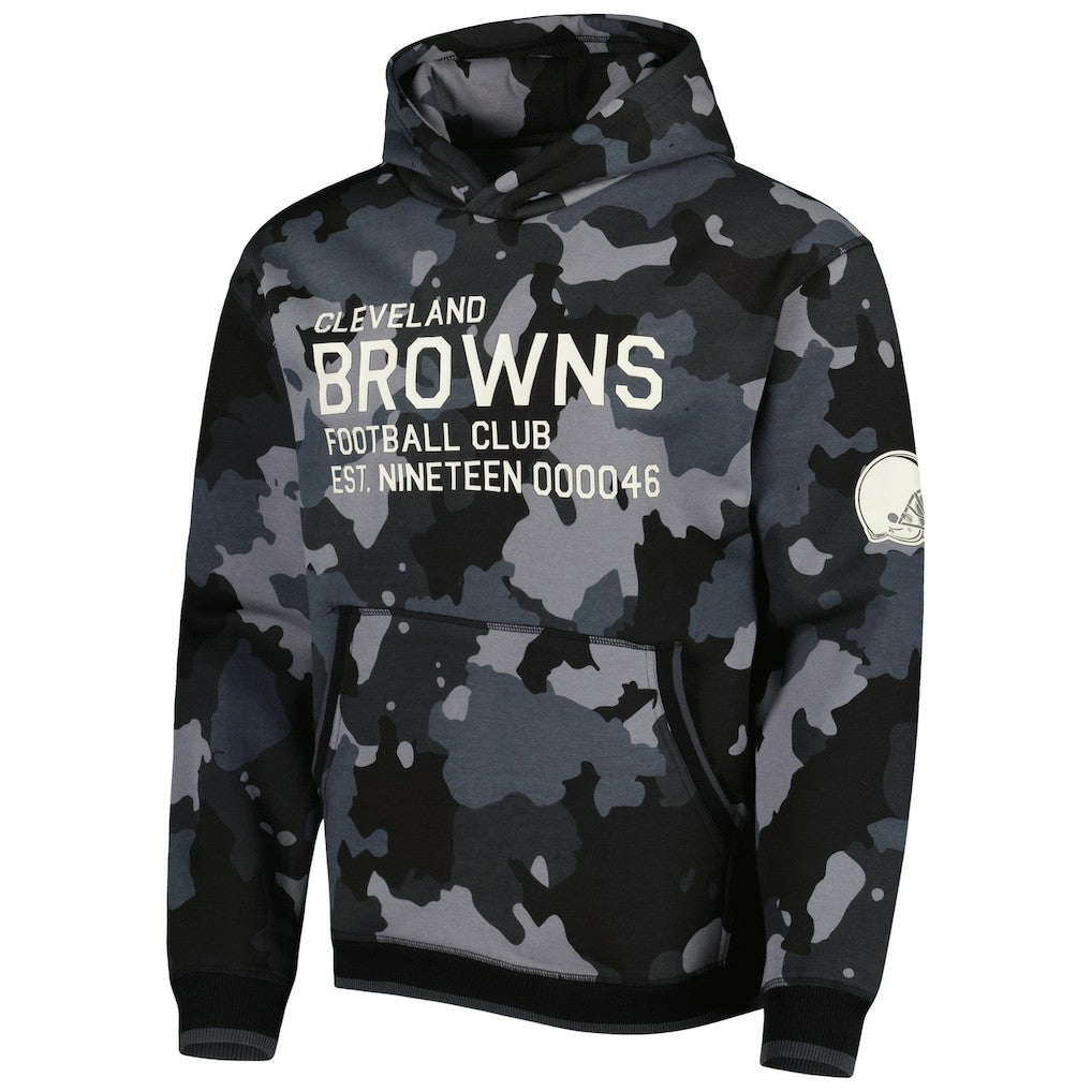 Cleveland Browns The Wild Collective Camo Pullover Hoodie - Black Hoodies