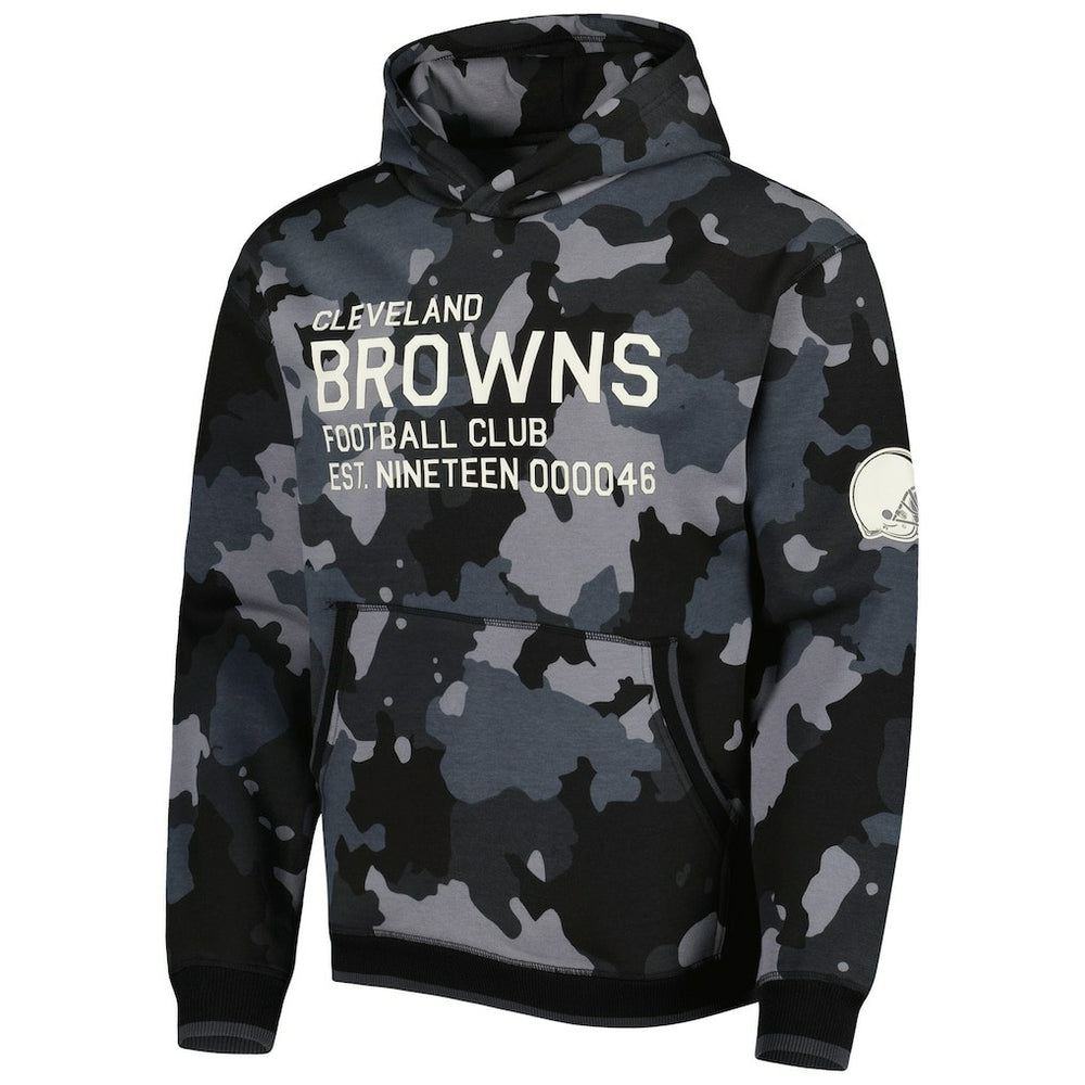 Cleveland Browns The Wild Collective Camo Pullover Hoodie - Black Hoodies