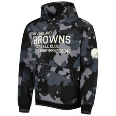 Cleveland Browns The Wild Collective Camo Pullover Hoodie - Black Hoodies