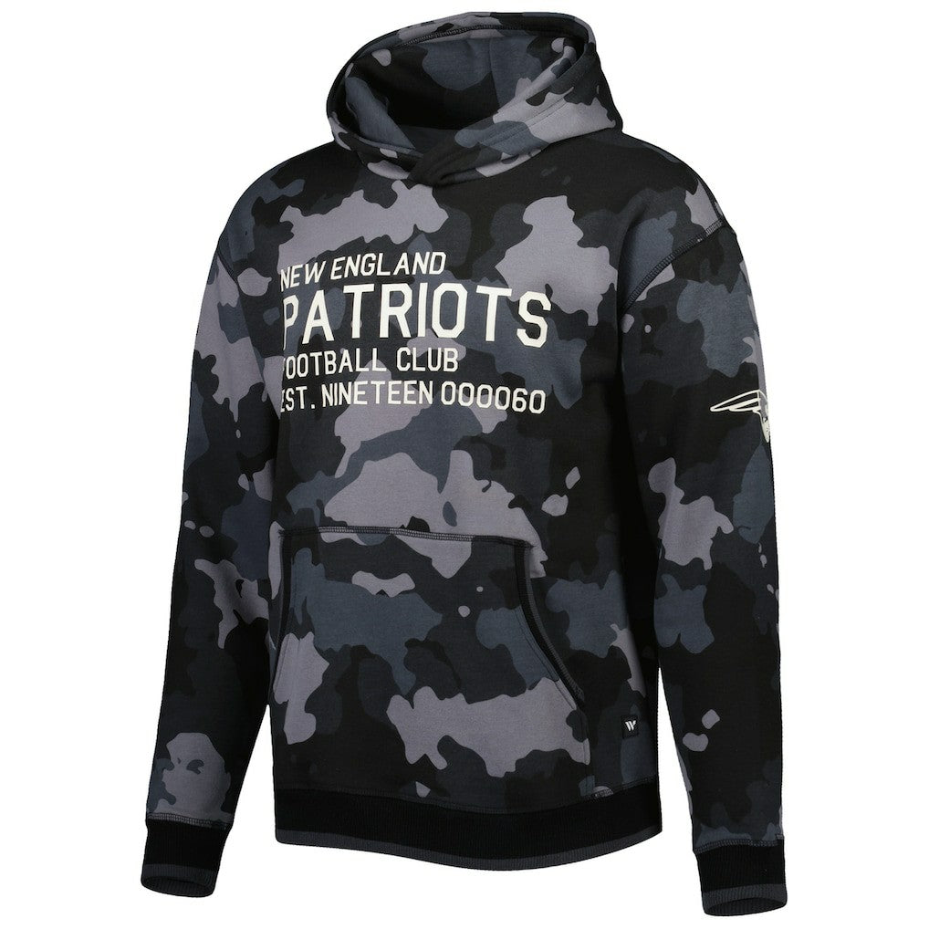 New England Patriots The Wild Collective Camo Pullover Hoodie - Black Hoodies