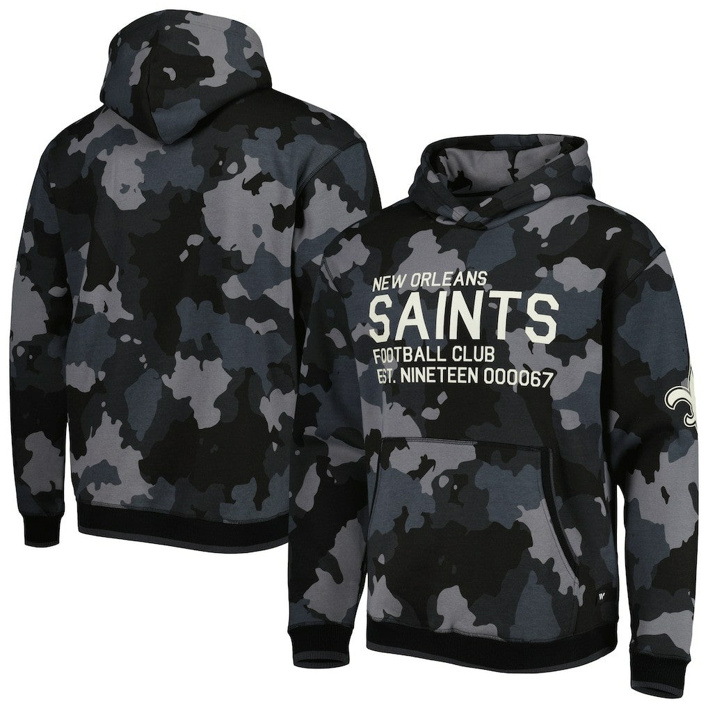 New Orleans Saints The Wild Collective Camo Pullover Hoodie - Black Hoodies