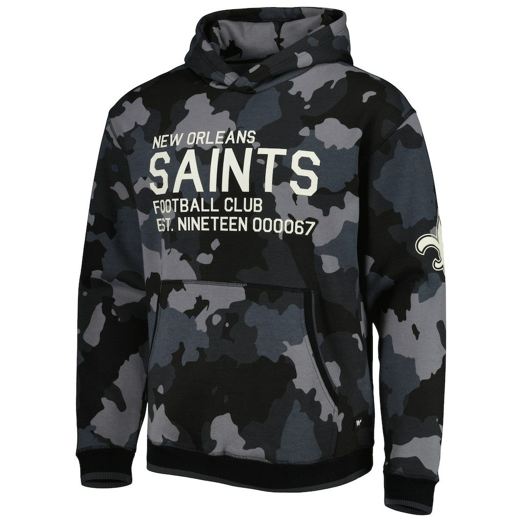 New Orleans Saints The Wild Collective Camo Pullover Hoodie - Black Hoodies