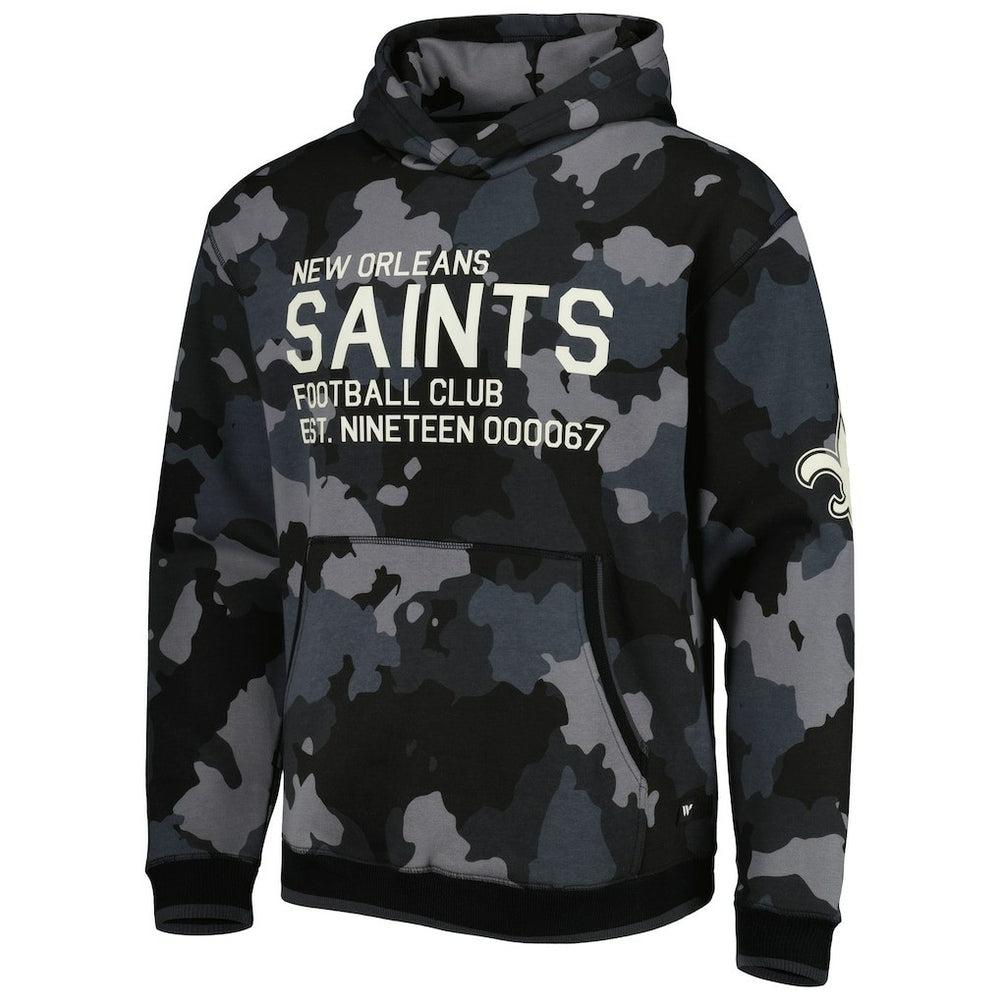 New Orleans Saints The Wild Collective Camo Pullover Hoodie - Black Hoodies
