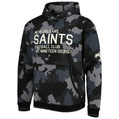 New Orleans Saints The Wild Collective Camo Pullover Hoodie - Black Hoodies