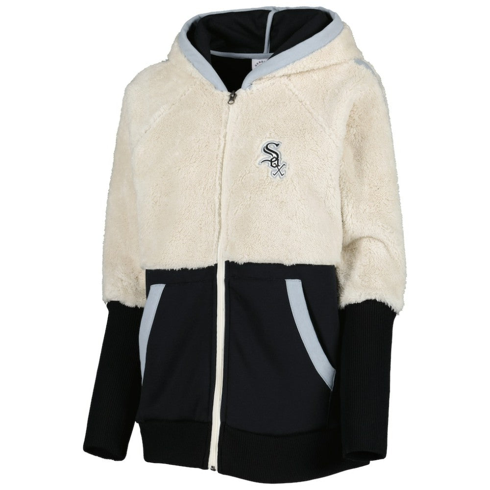 Chicago White Sox G-III 4Her by Carl Banks Women's Shuffle It Raglan Full-Zip Hoodie - Oatmeal/Black Hoodies