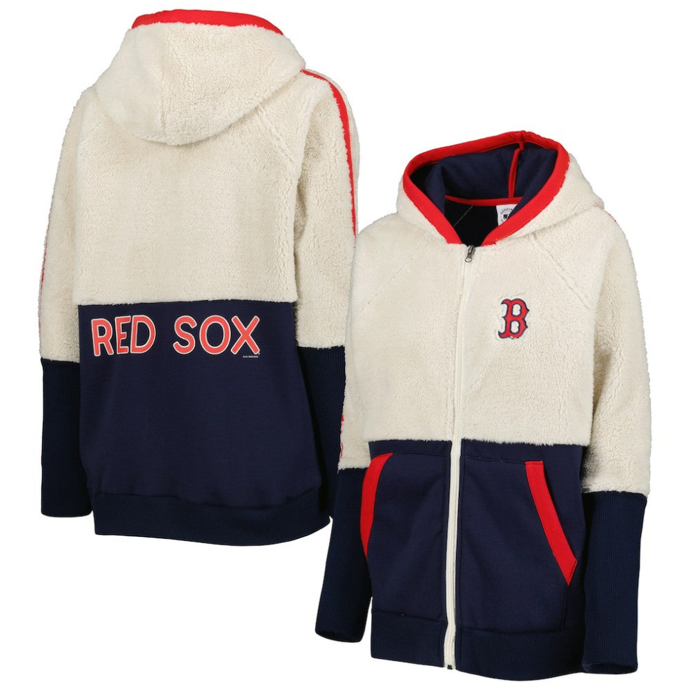 Boston Red Sox G-III 4Her by Carl Banks Women's Shuffle It Raglan Full-Zip Hoodie - Oatmeal/Navy Hoodies