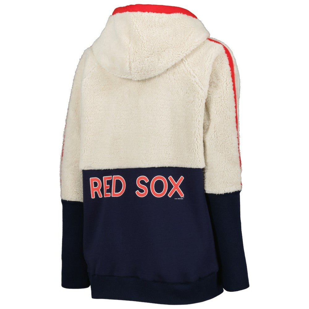 Boston Red Sox G-III 4Her by Carl Banks Women's Shuffle It Raglan Full-Zip Hoodie - Oatmeal/Navy Hoodies