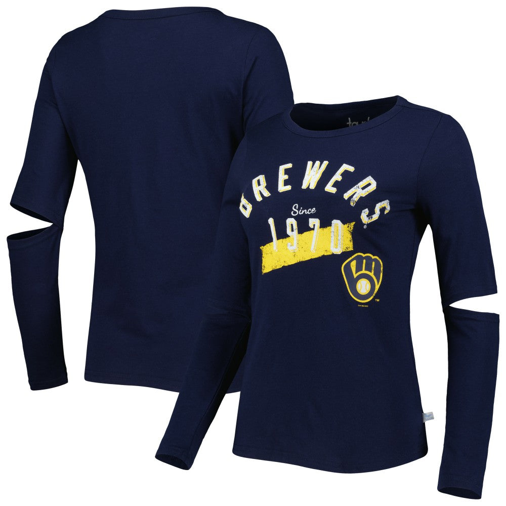 Milwaukee Brewers Touch Women's Formation Long Sleeve T-Shirt - Navy T-shirts