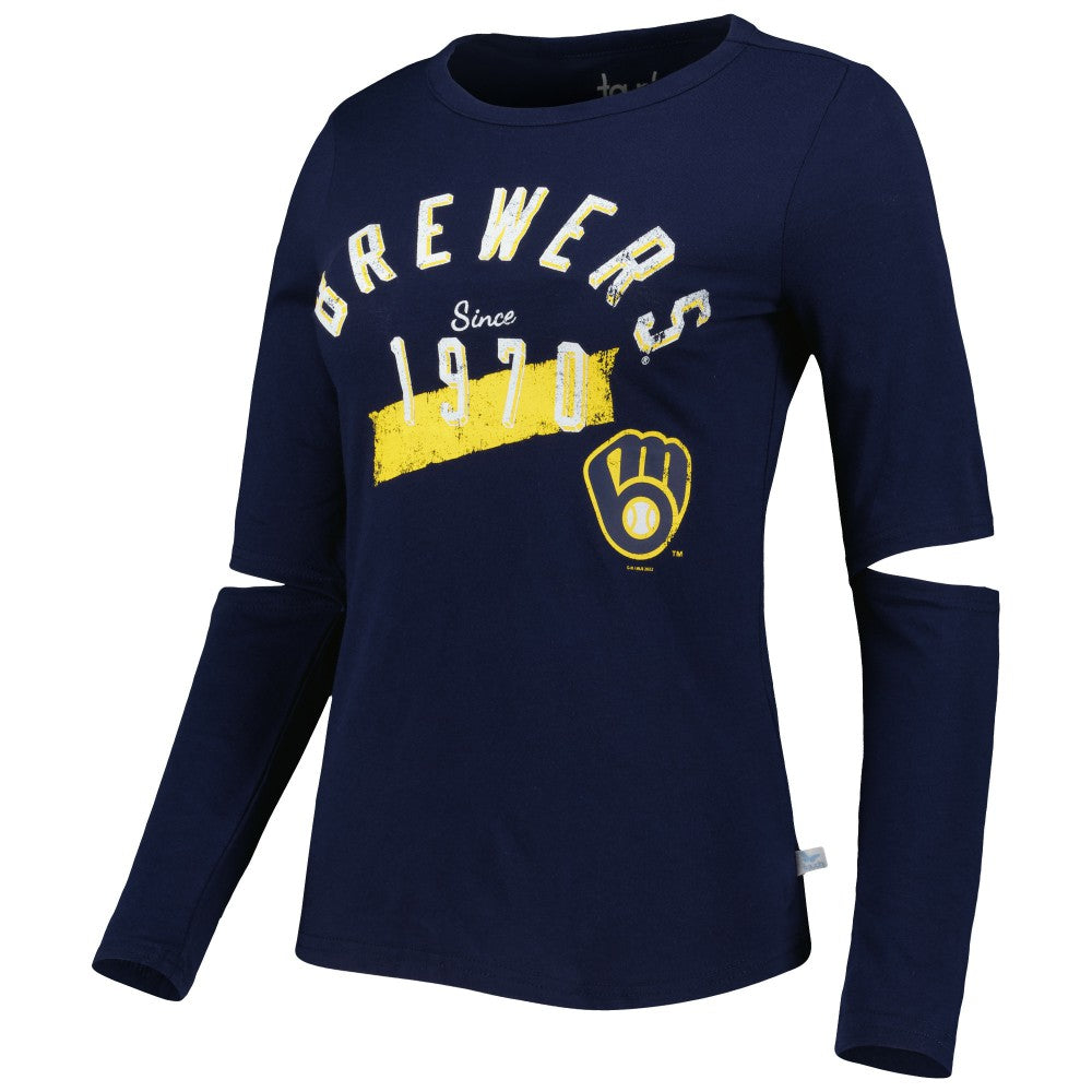 Milwaukee Brewers Touch Women's Formation Long Sleeve T-Shirt - Navy T-shirts