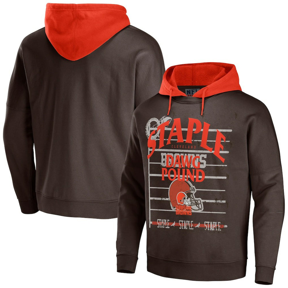 Cleveland Browns NFL x Staple Throwback Vintage Wash Pullover Hoodie - Brown Hoodies