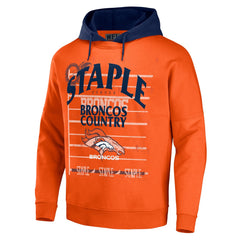 Denver Broncos NFL x Staple Throwback Vintage Wash Pullover Hoodie - Orange Hoodies