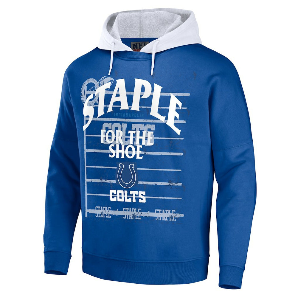 Indianapolis Colts NFL x Staple Throwback Vintage Wash Pullover Hoodie - Blue Hoodies