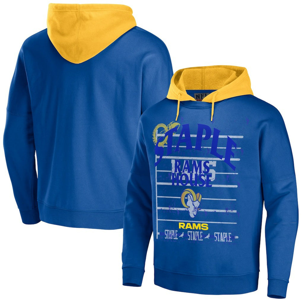 Los Angeles Rams NFL x Staple Throwback Vintage Wash Pullover Hoodie - Navy Hoodies